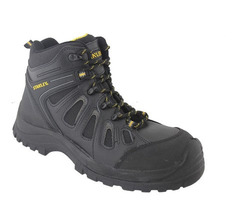 STANLEY BRAMPTON LACE UP SAFETY BOOTS S3 SRC STA20059-101 - Black - Back View - SuperStuff Workwear