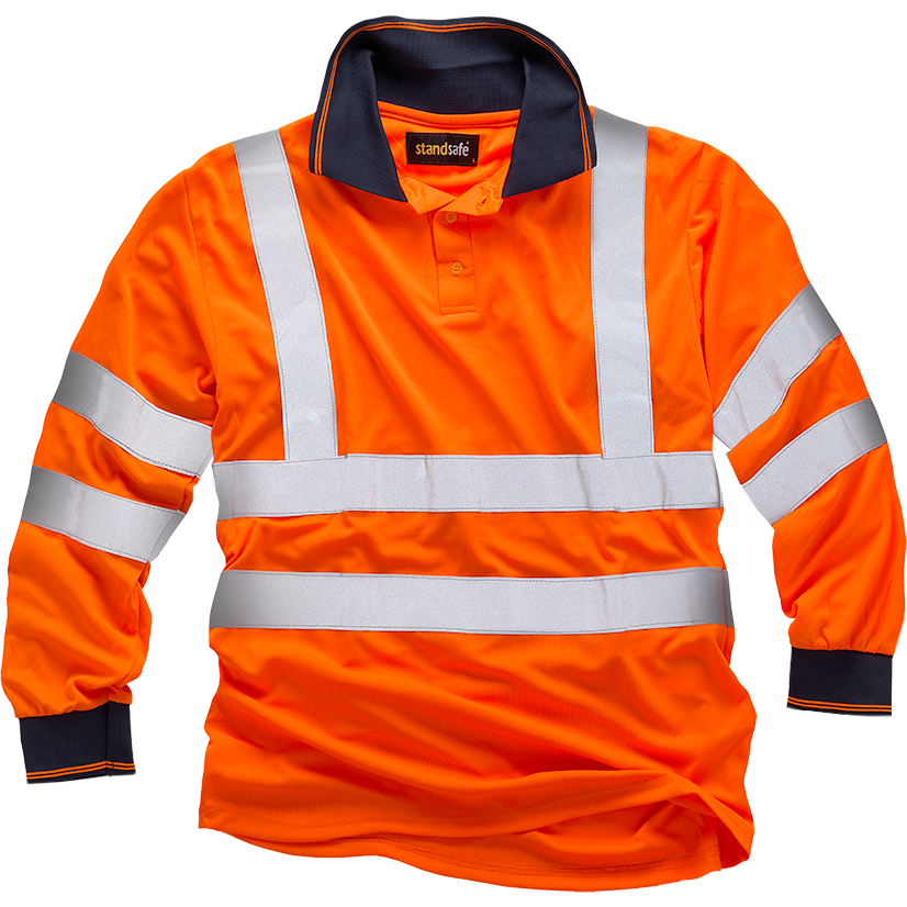 Long Sleeve Hi Vis Polo Shirt EN ISO 20471 - YELLOW - Back View - SuperStuff Workwear