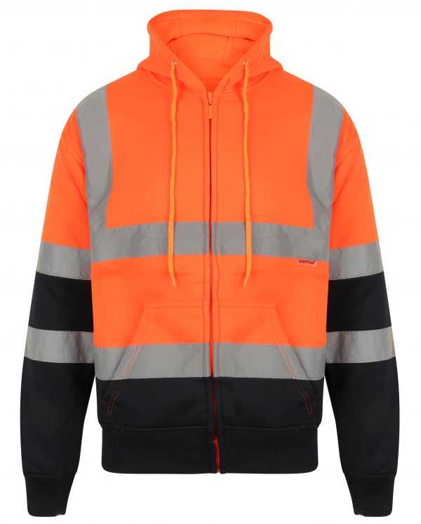 Hi Vis Two Tone Zipper EN ISO 20471 - Yellow/Navy Zipper - Back View - SuperStuff Workwear