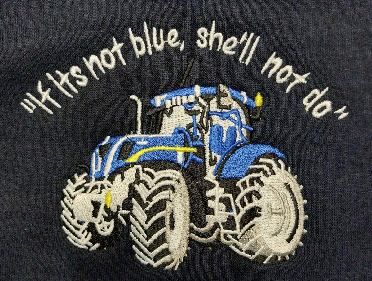 Kids Blue Tractor Zipper - Side View - SuperStuff Workwear