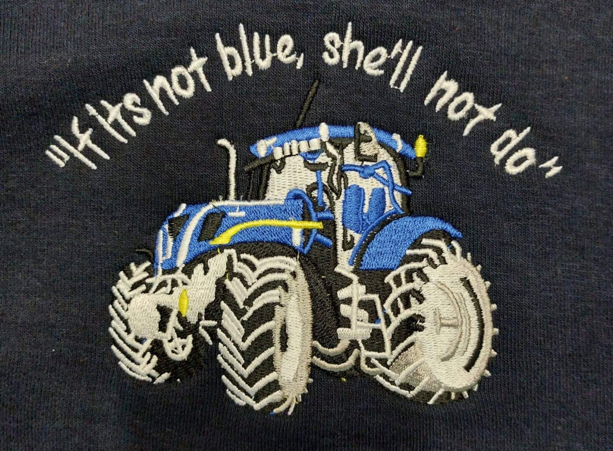 Blue Tractor Farmwear Zipper - Side View - SuperStuff Workwear