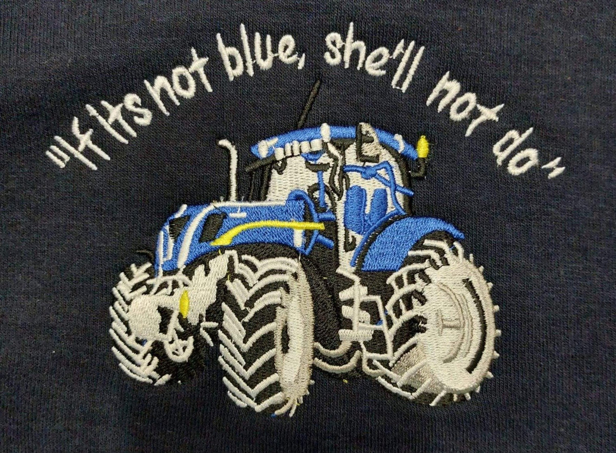 Blue Tractor Farmwear Hoodie - Side View - SuperStuff Workwear