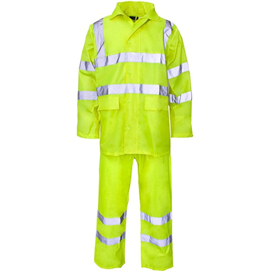 High Visibility Hooded Rainsuit Black - SuperStuff Workwear