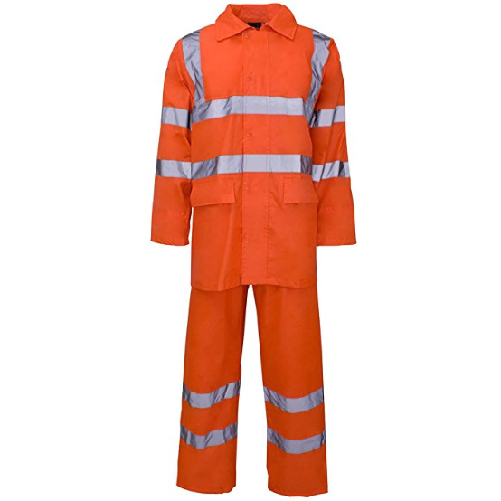 High Visibility Hooded Rainsuit Black - SuperStuff Workwear