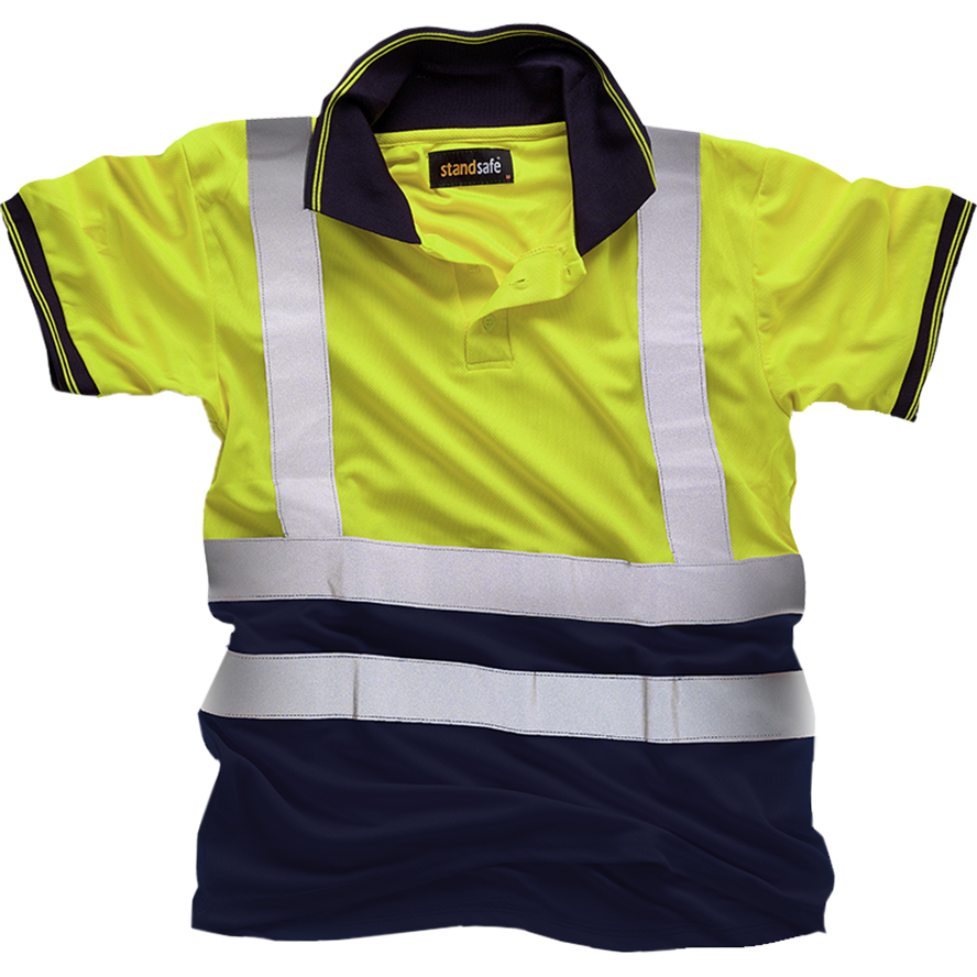 Hi Vis Two Tone Polo Shirt EN ISO 20471 - Orange/Navy - Back View - SuperStuff Workwear