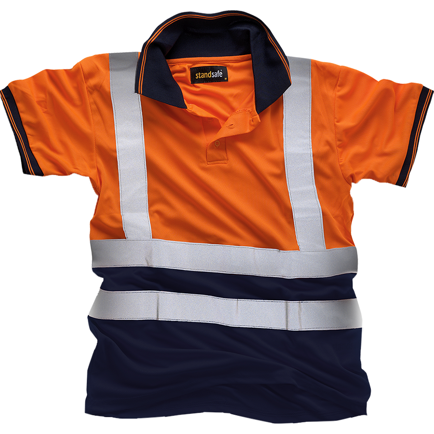 Hi Vis Two Tone Polo Shirt EN ISO 20471 - Yellow/ Navy - Back View - SuperStuff Workwear
