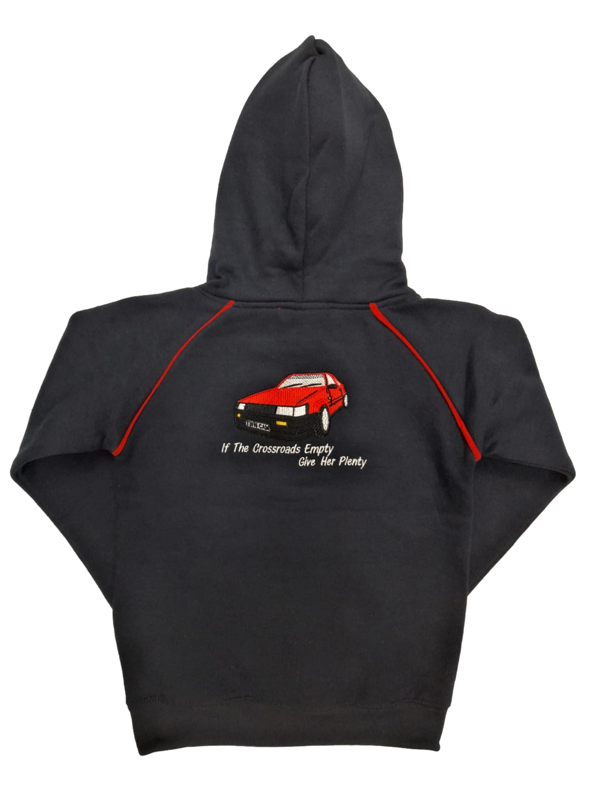 Kids Red Car Hoodie - Back View - SuperStuff Workwear