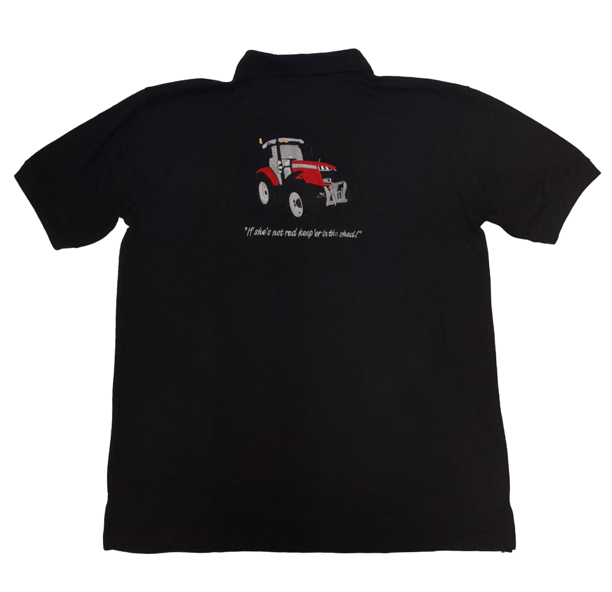 Mens Red Tractor Polo Shirt - Back View - SuperStuff Workwear