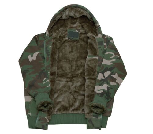 Camo Fur Zipped Hoodie - White/Grey - Detail View - SuperStuff Workwear