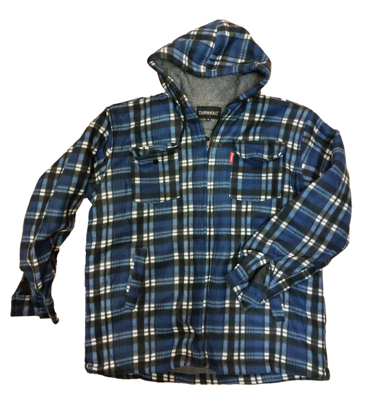 Sherpa Fleece Lined Padded Hood Lumber jacket - Blue/White - SuperStuff Workwear