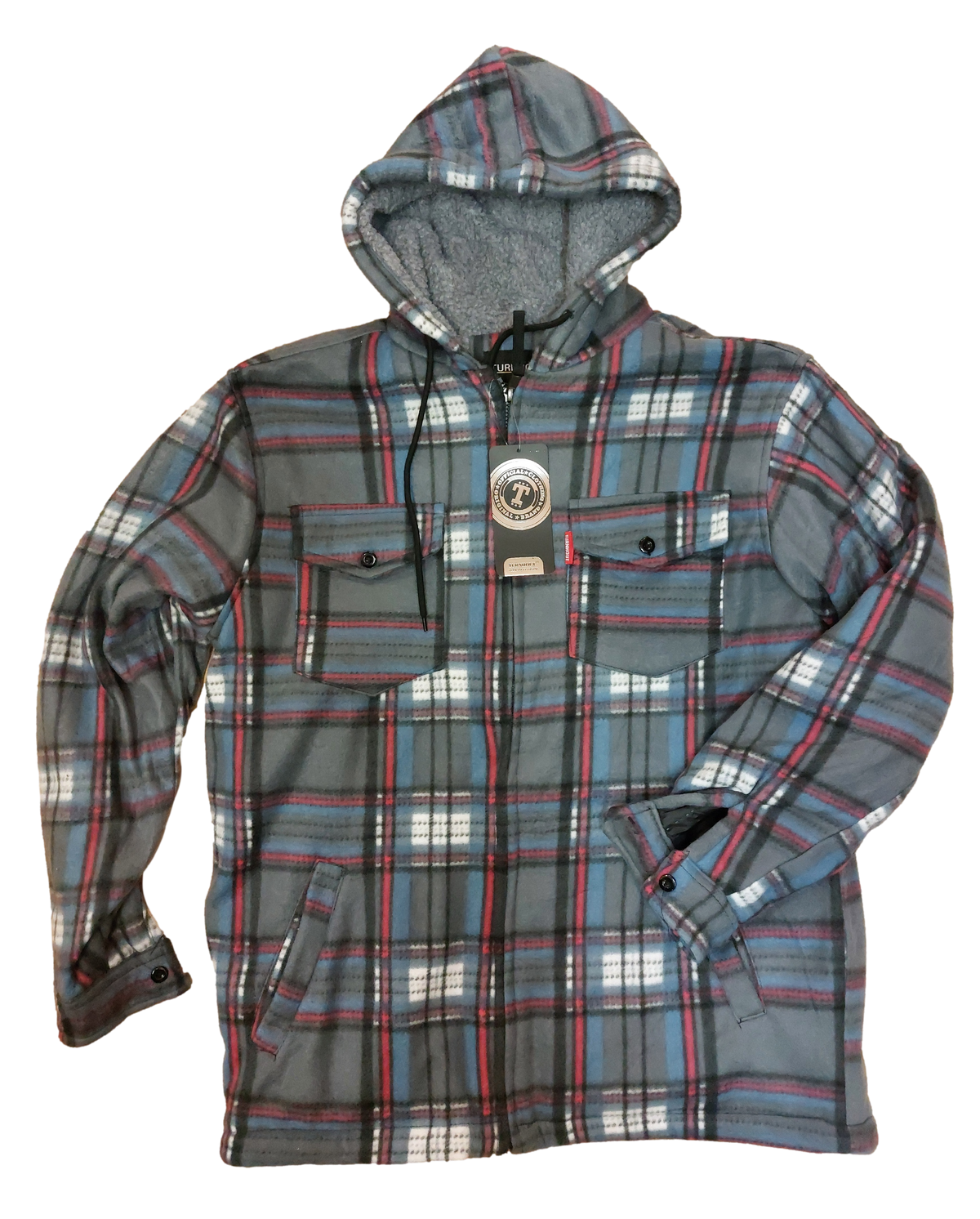 Sherpa Fleece Padded Hood Lumber jacket - Charcoal/Black - View 6 - SuperStuff Workwear