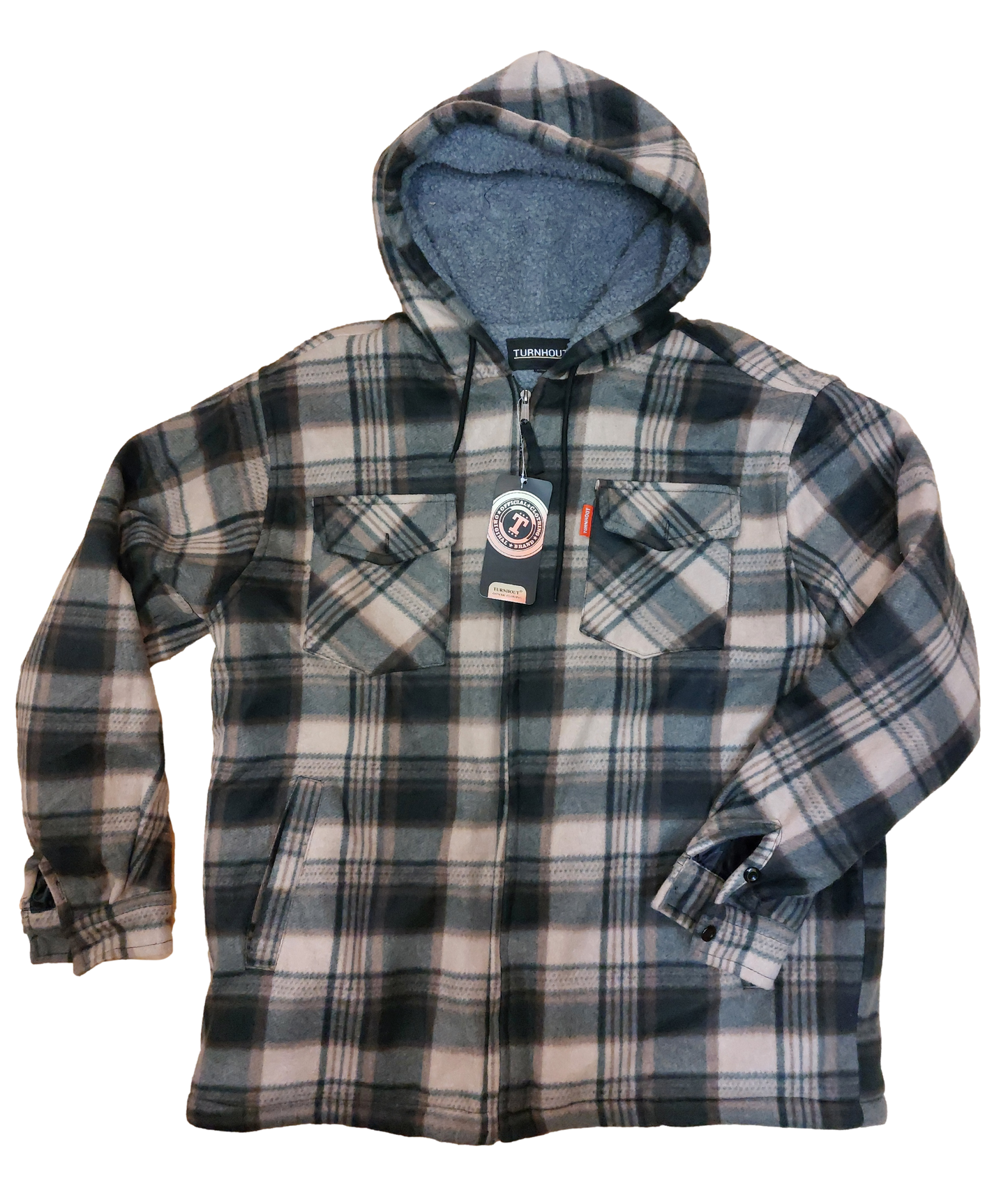 Sherpa Fleece Padded Hood Lumber jacket - Charcoal/Black - View 7 - SuperStuff Workwear