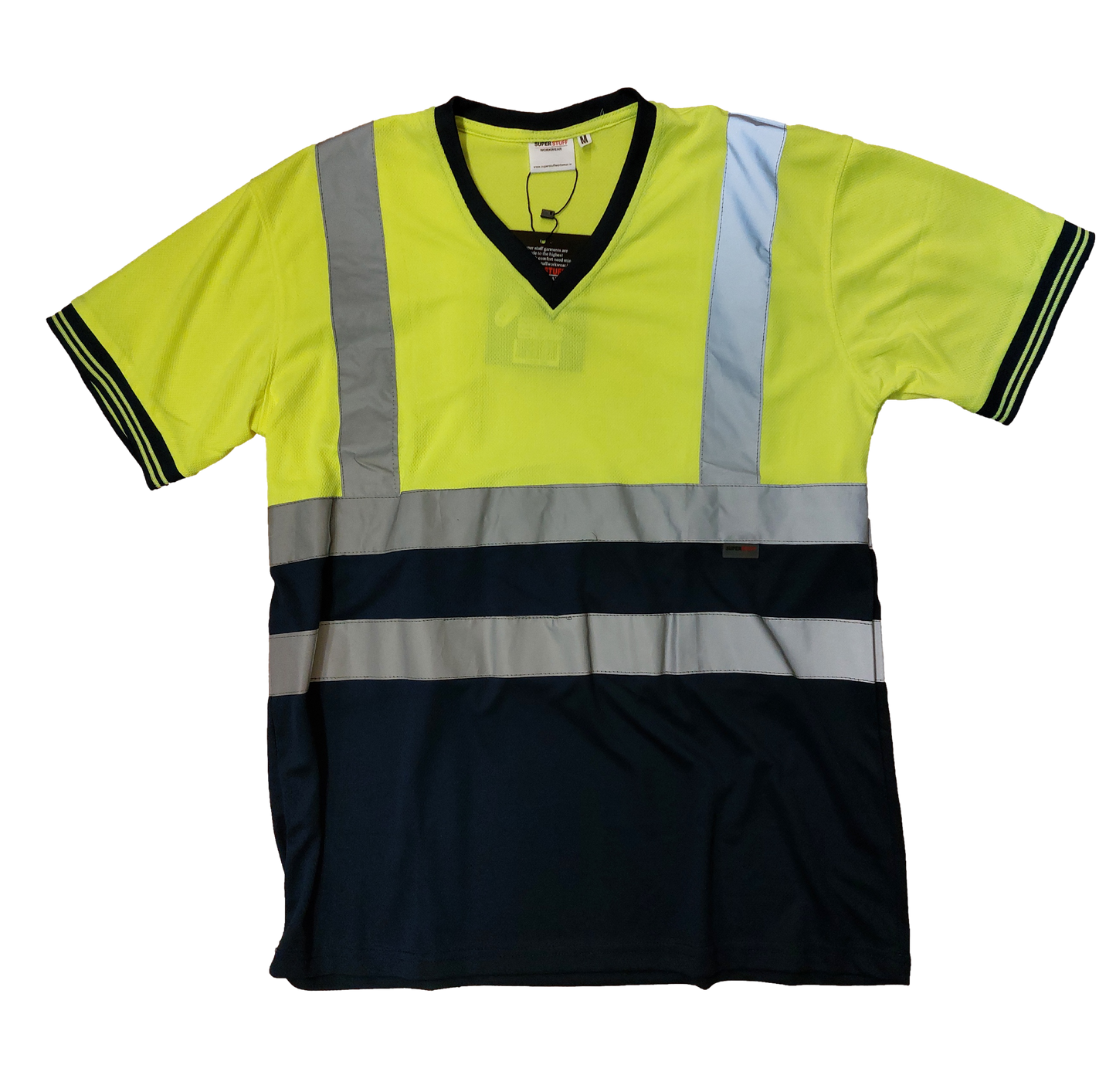 Hi Vis Two Tone T-Shirt V-Neck - Orange/Navy - Back View - SuperStuff Workwear