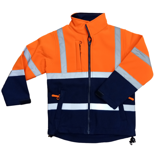 Kids Hi Vis Softshell Orange navy