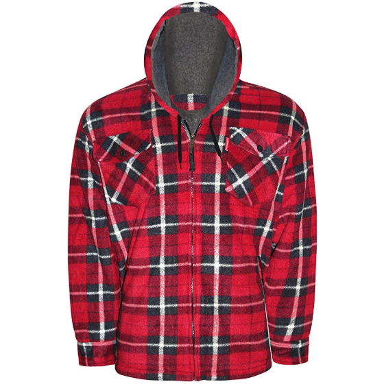 Sherpa Fleece Padded Hood Lumber jacket - Charcoal/Black - Close Up - SuperStuff Workwear