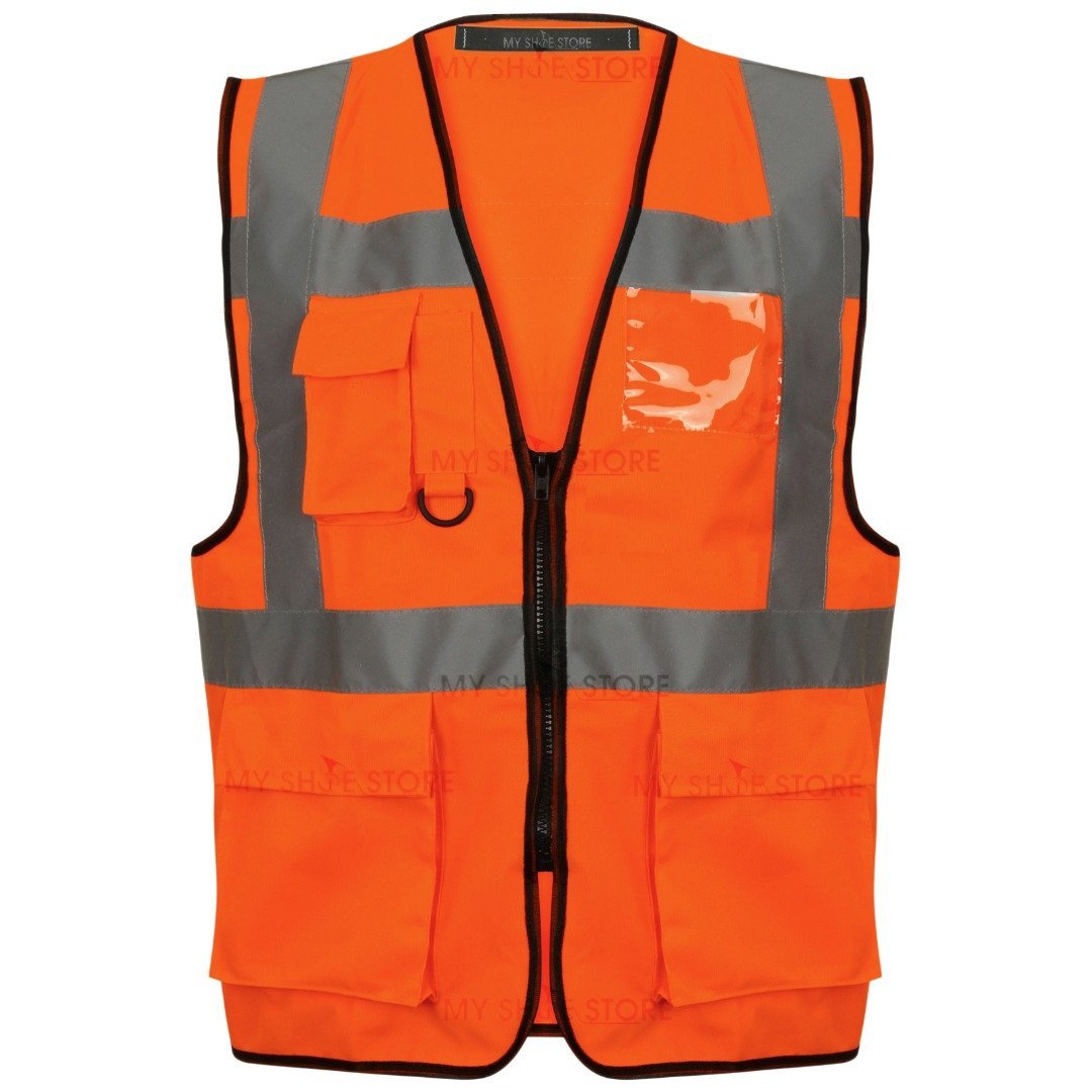 Multi Pocket Zipped Hi Vis Vest Orange EN ISO 20471 GO/RT 3279/RIS-3279-TOM - SuperStuff Workwear