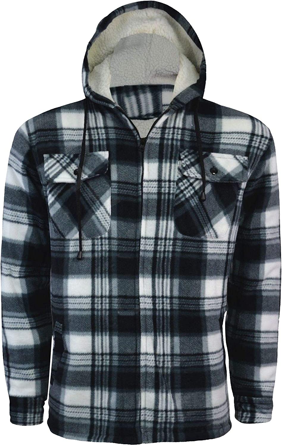 Sherpa Fleece Padded Hood Lumber jacket - Charcoal/Black - Side View - SuperStuff Workwear
