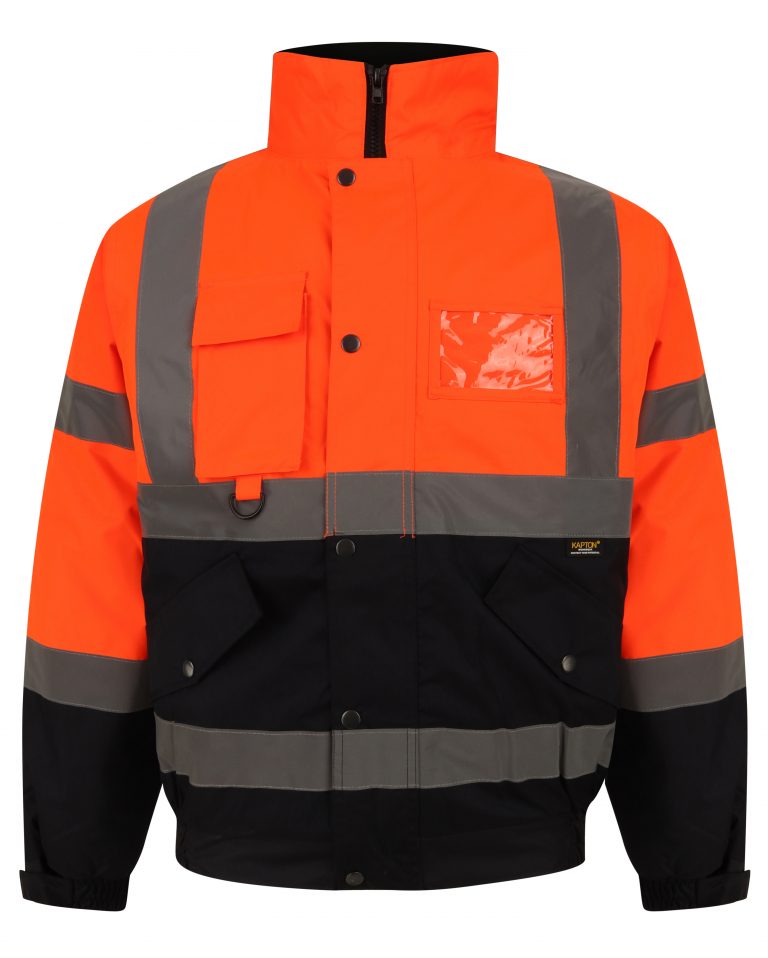 Hi Vis 2 Tone Bomber Jacket EN ISO 20471 - Yellow/Navy - Back View - SuperStuff Workwear