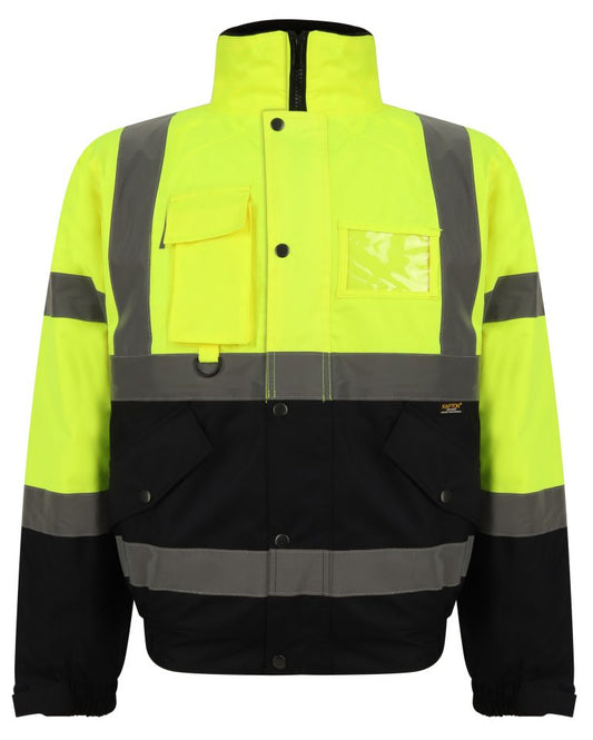 Hi Vis 2 Tone Bomber Jacket EN ISO 20471 - Yellow/Navy - SuperStuff Workwear