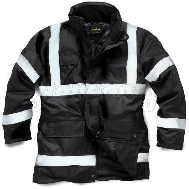 Black Parka Security Jacket EN343 - SuperStuff Workwear