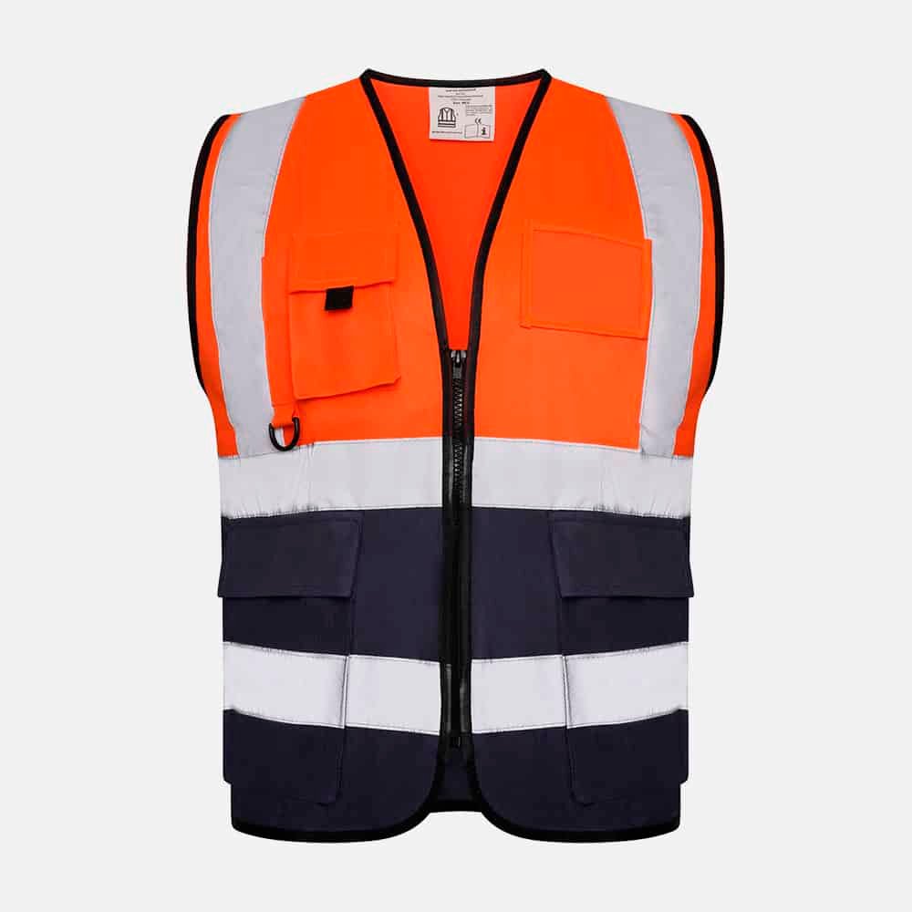 Hi Vis Executive Utility Two Tone Safety Vest Orange/Navy - SuperStuff Workwear