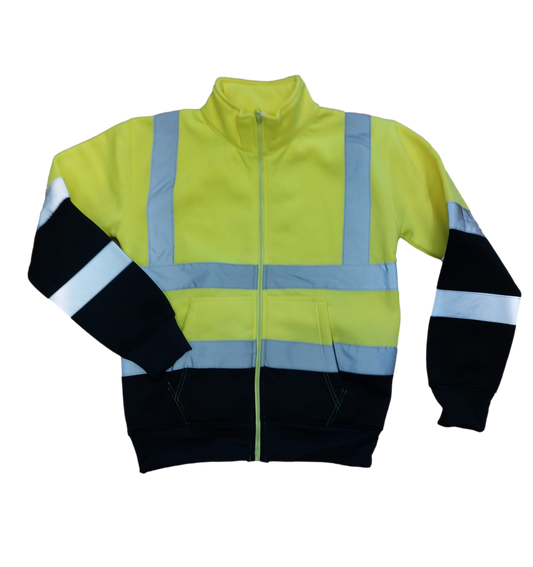 Hi Vis Two Tone Zipper with no Hood - Orange/Navy - Back View - SuperStuff Workwear