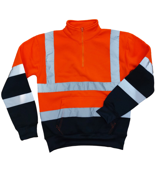 Hi Vis Two Tone Half zip - Yellow/Navy - Back View - SuperStuff Workwear