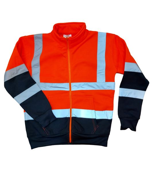 Hi Vis Two Tone Zipper with no Hood - Orange/Navy - SuperStuff Workwear
