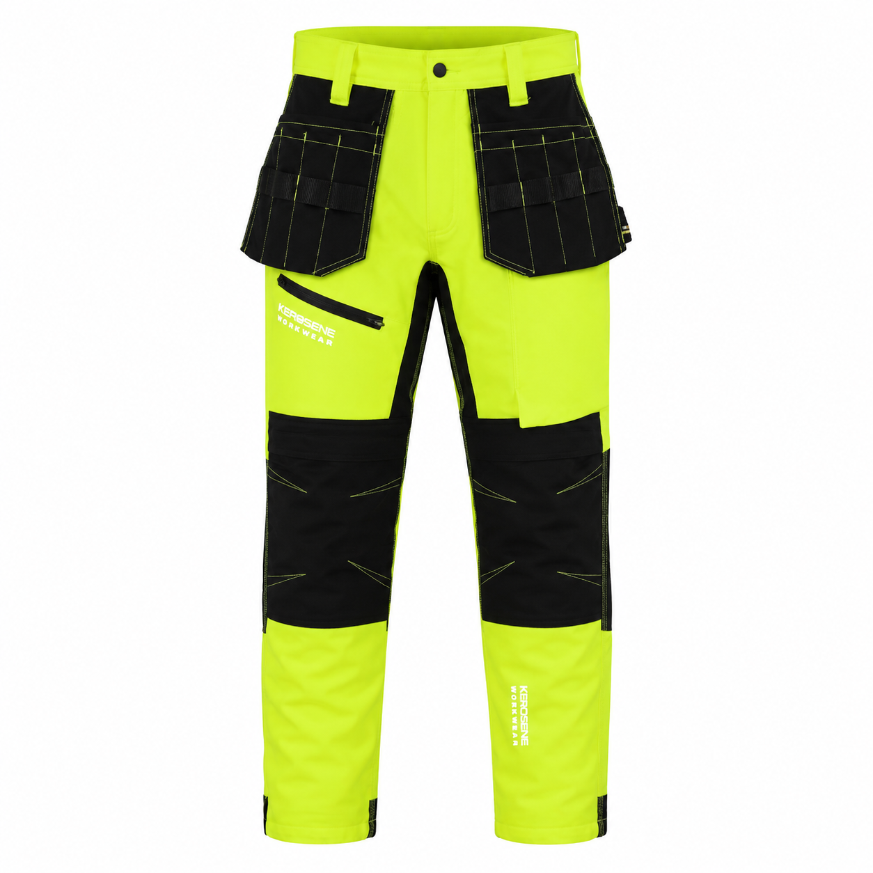 Yellow/Navy Flourescent Softshell Stretch Work Trousers